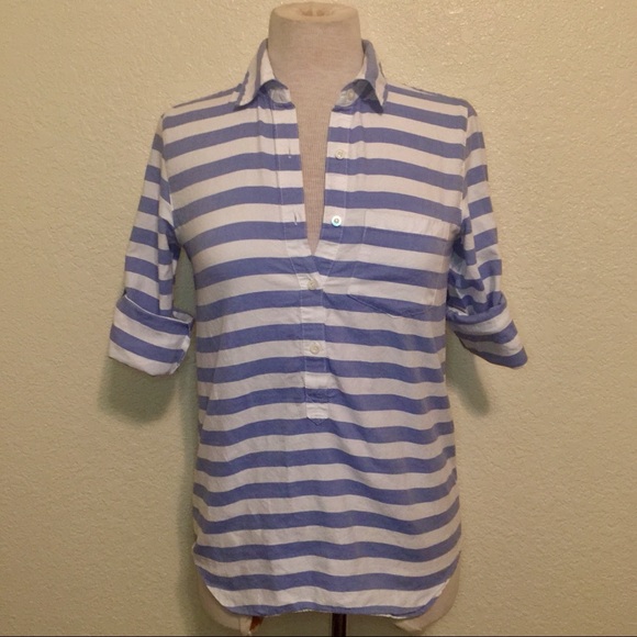 🎉Sold🎉J.Crew Nautical Stripe Popover Tunic Sz 00 - Picture 1 of 3